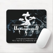 黒い煙の背景を持つビジネスロゴと情報 マウスパッド (マウス)