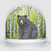 黒い熊が樺の木林に (正面)