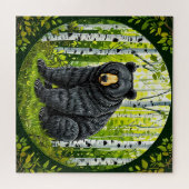 黒い熊が樺の木林に ジグソーパズル (横)