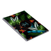 黒い熱帯のジャングルグリーンの葉名 ノートブック (右側)