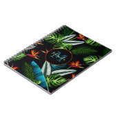 黒い熱帯のジャングルグリーンの葉名 ノートブック (左側)