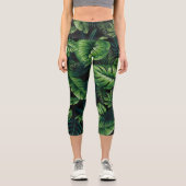 黒い熱帯模様 カプリレギンス (正面)