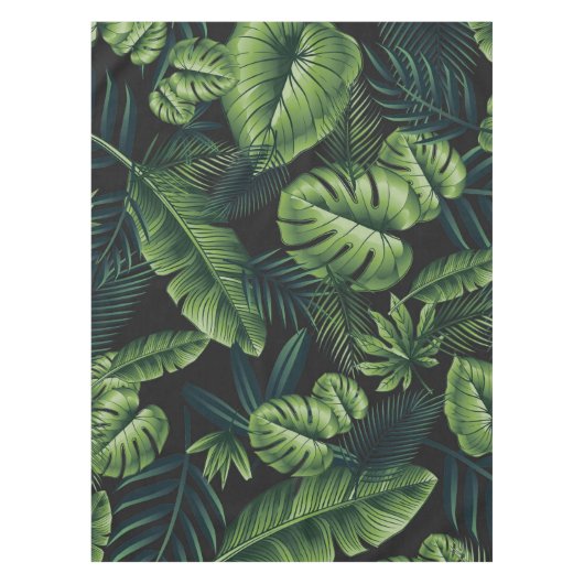 黒い熱帯模様 テーブルクロス (正面)