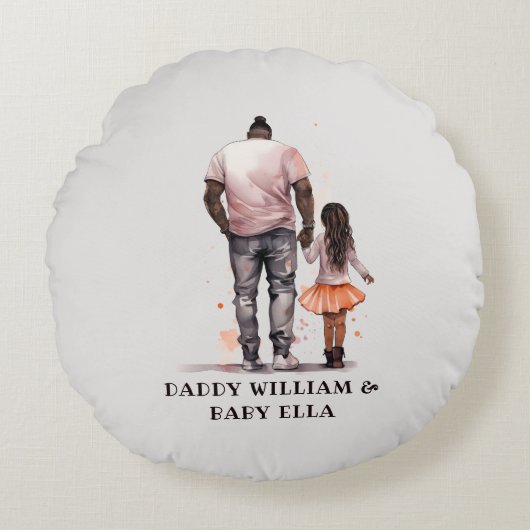 黒い父と娘の絆(5) ラウンドクッション (正面)