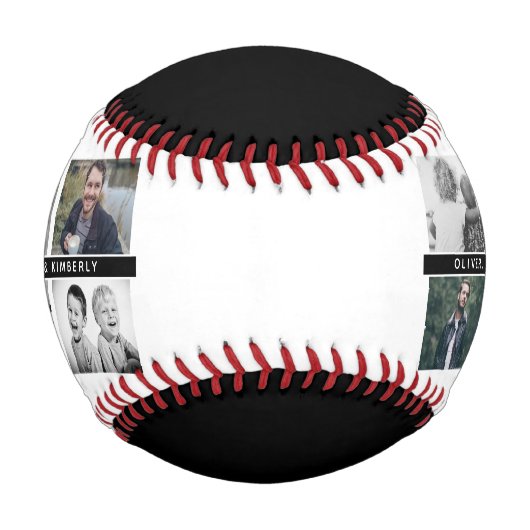 黒い父と子供と家族のパパ写真 野球ボール (裏面)