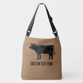 黒い牛のシルエットと大きなクロス体バッグ クロスボディバッグ (正面)