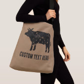 黒い牛のシルエットと大きなクロス体バッグ クロスボディバッグ (クローズアップ)