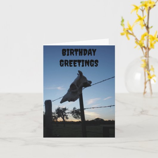 黒い牛のスカル カード (黄色い花)