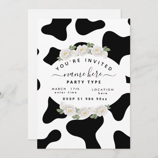 黒い牛のパーソナライズプリント招待状 招待状 (正面/裏面)