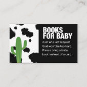 黒い牛のプリントはブックカードを持って来る赤ちゃんシャワーゲーム エンクロージャーカード (正面)