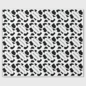 黒い牛の斑点アニマルプリントパタパーソナライズされたーン ラッピングペーパー (フラット)