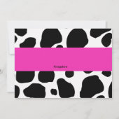 黒い牛プリント及びショッキングピンクのリボンの招待状 招待状 (裏面)
