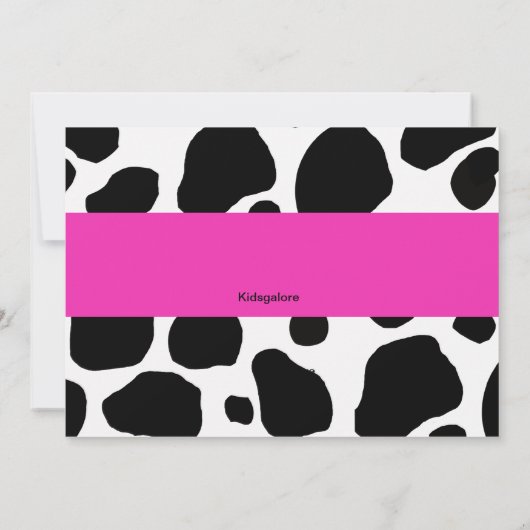 黒い牛プリント及びショッキングピンクのリボンの招待状 招待状 (裏面)