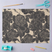 黒い牡丹のフローラ切り離し 薄葉紙 (クラフト)