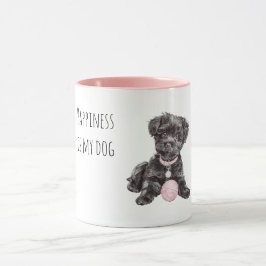 黒い犬とピンクのボール マグカップ (中央)