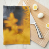 黒い犬と素晴らし金ゴールド キッチンタオル (四つ折り)