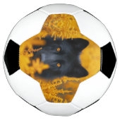黒い犬と素晴らし金ゴールド サッカーボール (回転)