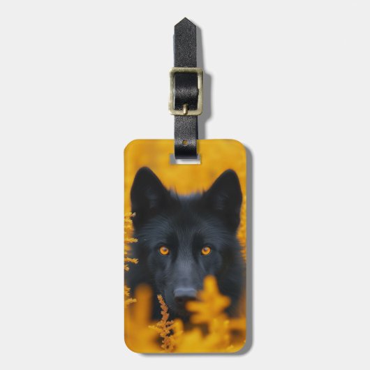 黒い犬と素晴らし金ゴールド ラゲッジタグ (正面縦)