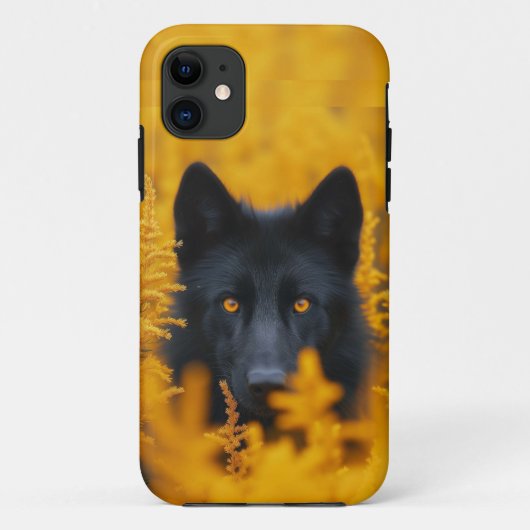 黒い犬と素晴らし金ゴールド Case-Mate iPhoneケース (裏面)