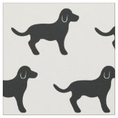 黒い犬のシルエット柄 ファブリック (クローズアップ)