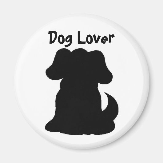 黒い犬のシルエット マグネット (正面)