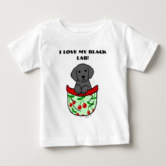 黒い犬のポケット ベビーTシャツ (正面)