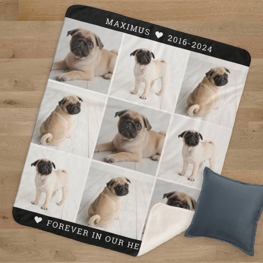 黒い犬のメモリアル フォト コラージュ 記念品 シェルパブランケット