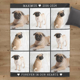 黒い犬のメモリアル フォト コラージュ 記念品 フリースブランケット