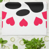 黒い犬の手のプリントハートシェイプ キッチンタオル (折り畳み)