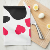 黒い犬の手のプリントハートシェイプ キッチンタオル (四つ折り)