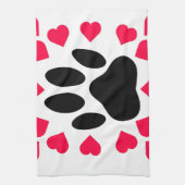 黒い犬の手のプリントハートシェイプ キッチンタオル (縦)