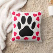 黒い犬の手のプリントハートシェイプ クッション (ブランケット)