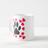 黒い犬の手のプリントハートシェイプ コーヒーマグカップ (正面左)
