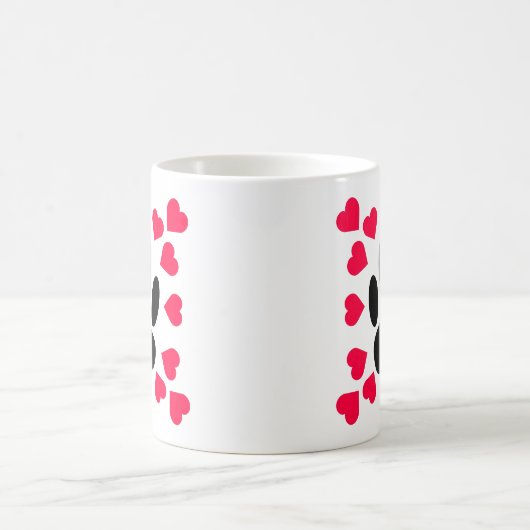 黒い犬の手のプリントハートシェイプ コーヒーマグカップ (中央)
