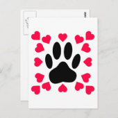 黒い犬の手のプリントハートシェイプ ポストカード (正面/裏面)