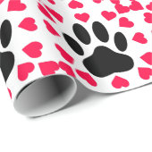 黒い犬の手のプリントハートシェイプ ラッピングペーパー (ロールコーナー)