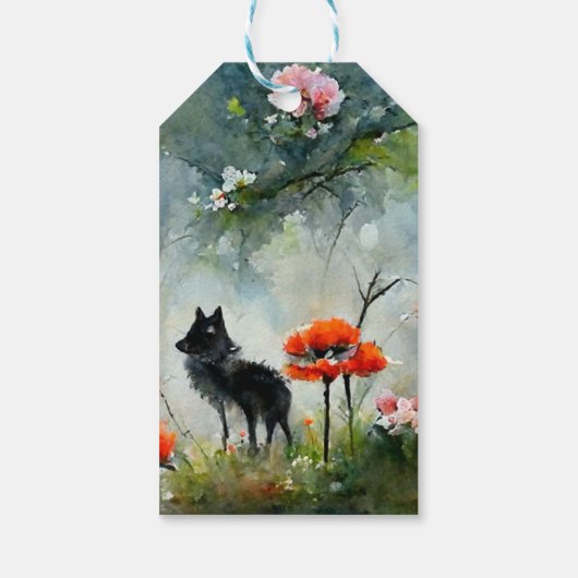 黒い犬の犬の子犬のかわいい犬のギフトラベル ギフトタグ (裏面)