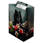 黒い犬の犬の犬の子犬のかわいい犬抱き枕 ミディアムペーパーバッグ (裏面アングル)