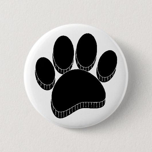 黒い犬の足跡 手描き オーダーメイド 缶バッジ (正面)