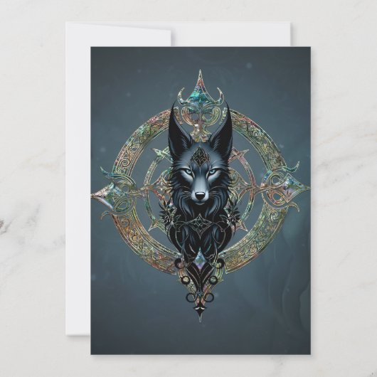 黒い狼の頭に鋭い青い目があった 招待状 (裏面)
