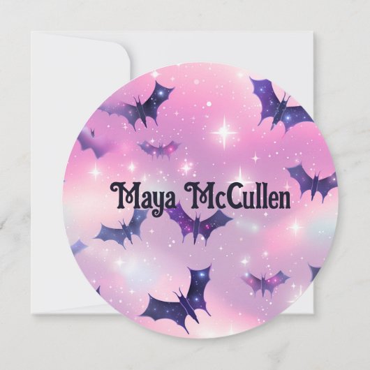 黒い猫が縁結びブロムピンクのハロウィーン サンキューカード (裏面)