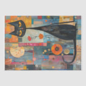 黒い猫と色 – Decompage- 薄葉紙 (正面)