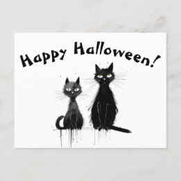 黒い猫のハッピーハローウィン ポストカード