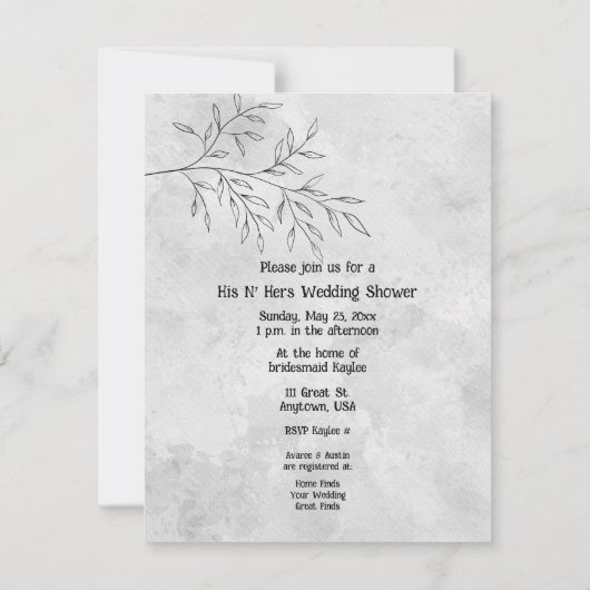 黒い猫の尻尾が2匹、Nに絡み合った 招待状 (裏面)