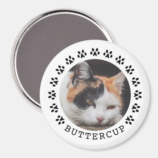 黒い猫の手のプリントフレームのペットの写真 マグネット (正面/裏面)