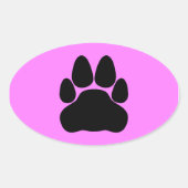 黒い猫の手の印刷図形 楕円形シール (正面)