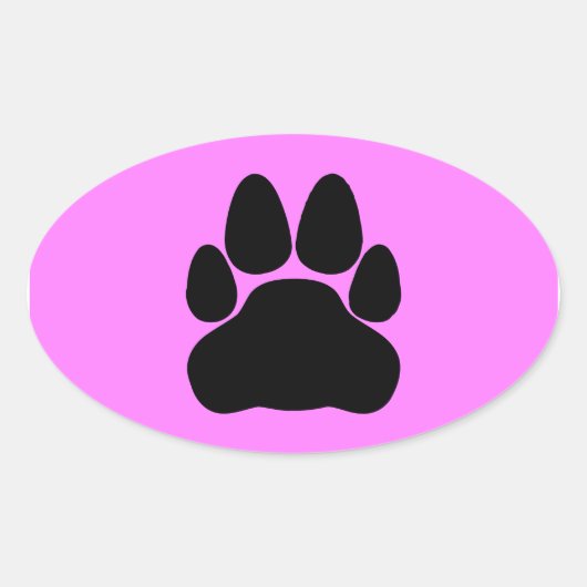 黒い猫の手の印刷図形 楕円形シール (正面)