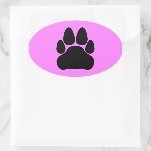 黒い猫の手の印刷図形 楕円形シール (バッグ)