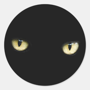 黒い猫の目のシール ラウンドシール