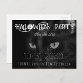 黒い猫の目のハローウィンパーティ日付を保存 案内ポストカード (正面/裏面)